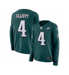 Women's Nike Philadelphia Eagles #4 Jake Elliott Limited Green Therma Long Sleeve NFL Jersey