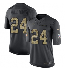 Men's Nike Los Angeles Chargers #24 Trevor Williams Limited Black 2016 Salute to Service NFL Jersey