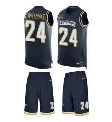 Men's Nike Los Angeles Chargers #24 Trevor Williams Limited Navy Blue Tank Top Suit NFL Jersey