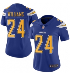 Women's Nike Los Angeles Chargers #24 Trevor Williams Limited Electric Blue Rush Vapor Untouchable NFL Jersey