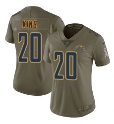 Women's Nike Los Angeles Chargers #20 Desmond King Limited Olive 2017 Salute to Service NFL Jersey