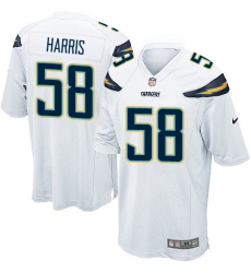 Men's Nike Los Angeles Chargers #58 Nigel Harris Game White NFL Jersey