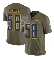 Men's Nike Los Angeles Chargers #58 Nigel Harris Limited Olive 2017 Salute to Service NFL Jersey