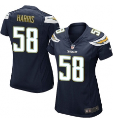 Women's Nike Los Angeles Chargers #58 Nigel Harris Game Navy Blue Team Color NFL Jersey