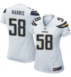 Women's Nike Los Angeles Chargers #58 Nigel Harris Game White NFL Jersey