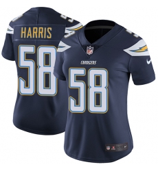 Women's Nike Los Angeles Chargers #58 Nigel Harris Navy Blue Team Color Vapor Untouchable Elite Player NFL Jersey