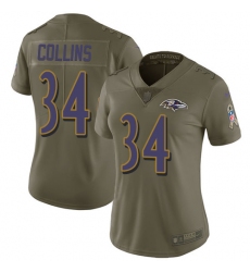 Women's Nike Baltimore Ravens #34 Alex Collins Limited Olive 2017 Salute to Service NFL Jersey