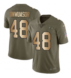 Men's Nike Baltimore Ravens #48 Patrick Onwuasor Limited Olive/Gold Salute to Service NFL Jersey