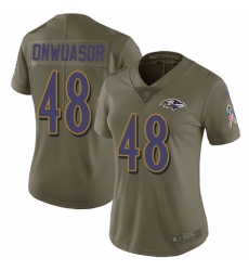 Women's Nike Baltimore Ravens #48 Patrick Onwuasor Limited Olive 2017 Salute to Service NFL Jersey