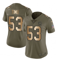 Women's Nike Chicago Bears #53 John Timu Limited Olive/Gold Salute to Service NFL Jersey