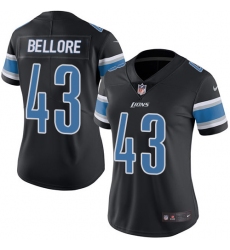Women's Nike Detroit Lions #43 Nick Bellore Limited Black Rush Vapor Untouchable NFL Jersey