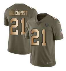 Men's Nike Houston Texans #21 Marcus Gilchrist Limited Olive/Gold 2017 Salute to Service NFL Jersey