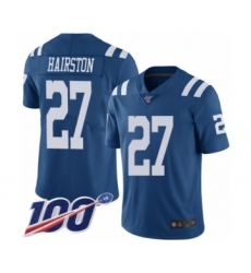 Men's Indianapolis Colts #27 Nate Hairston Limited Royal Blue Rush Vapor Untouchable 100th Season Football Jersey