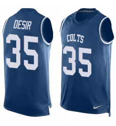 Men's Nike Indianapolis Colts #35 Pierre Desir Limited Royal Blue Player Name & Number Tank Top NFL Jersey