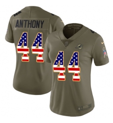 Women's Nike Miami Dolphins #44 Stephone Anthony Limited Olive/USA Flag 2017 Salute to Service NFL Jersey