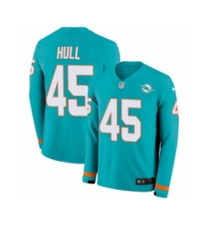 Men's Nike Miami Dolphins #45 Mike Hull Limited Aqua Therma Long Sleeve NFL Jersey