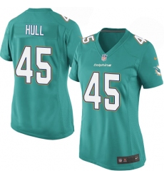 Women's Nike Miami Dolphins #45 Mike Hull Game Aqua Green Team Color NFL Jersey