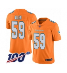Men's Miami Dolphins #59 Chase Allen Limited Orange Rush Vapor Untouchable 100th Season Football Jersey