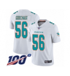 Men's Miami Dolphins #56 Davon Godchaux White Vapor Untouchable Limited Player 100th Season Football Jersey