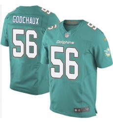 Men's Nike Miami Dolphins #56 Davon Godchaux Elite Aqua Green Team Color NFL Jersey