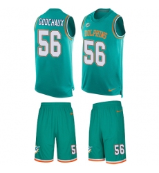 Men's Nike Miami Dolphins #56 Davon Godchaux Limited Aqua Green Tank Top Suit NFL Jersey