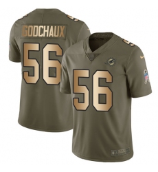 Men's Nike Miami Dolphins #56 Davon Godchaux Limited Olive/Gold 2017 Salute to Service NFL Jersey