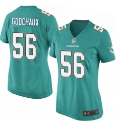 Women's Nike Miami Dolphins #56 Davon Godchaux Game Aqua Green Team Color NFL Jersey