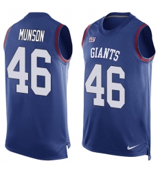 Men's Nike New York Giants #46 Calvin Munson Limited Royal Blue Player Name & Number Tank Top NFL Jersey