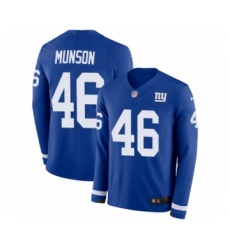 Youth Nike New York Giants #46 Calvin Munson Limited Royal Blue Therma Long Sleeve NFL Jersey