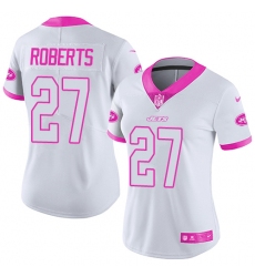 Women's Nike New York Jets #27 Darryl Roberts Limited White/Pink Rush Fashion NFL Jersey