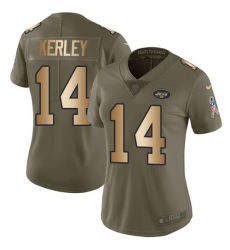 Women's Nike New York Jets #14 Jeremy Kerley Limited Olive/Gold 2017 Salute to Service NFL Jersey