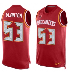 Men's Nike Tampa Bay Buccaneers #53 Adarius Glanton Limited Red Player Name & Number Tank Top NFL Jersey