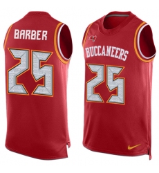 Men's Nike Tampa Bay Buccaneers #25 Peyton Barber Limited Red Player Name & Number Tank Top NFL Jersey