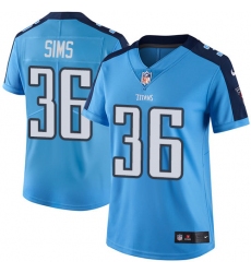 Women's Nike Tennessee Titans #36 LeShaun Sims Limited Light Blue Rush Vapor Untouchable NFL Jersey