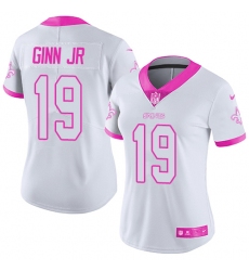Women's Nike New Orleans Saints #19 Ted Ginn Jr Limited White/Pink Rush Fashion NFL Jersey