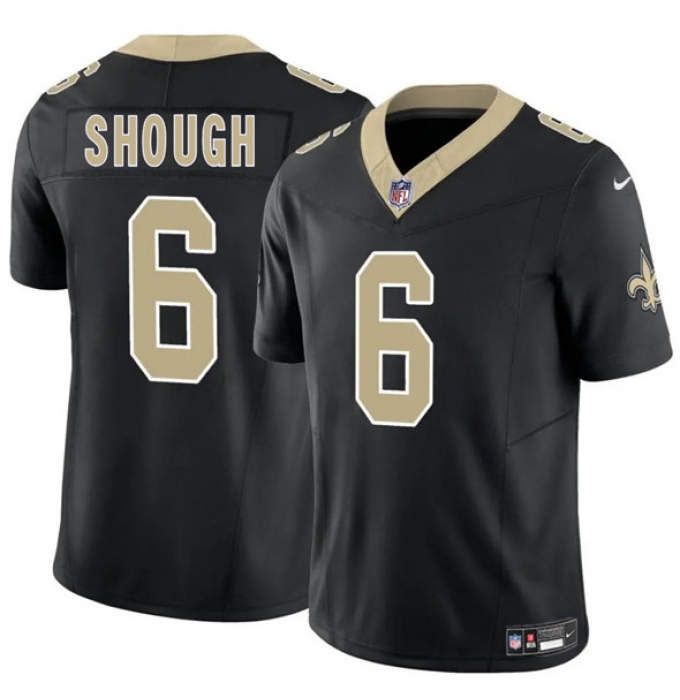 Men's New Orleans Saints #6 Tyler Shough Black 2025 Draft F.U.S.E. Vapor Limited Football Stitched Jersey