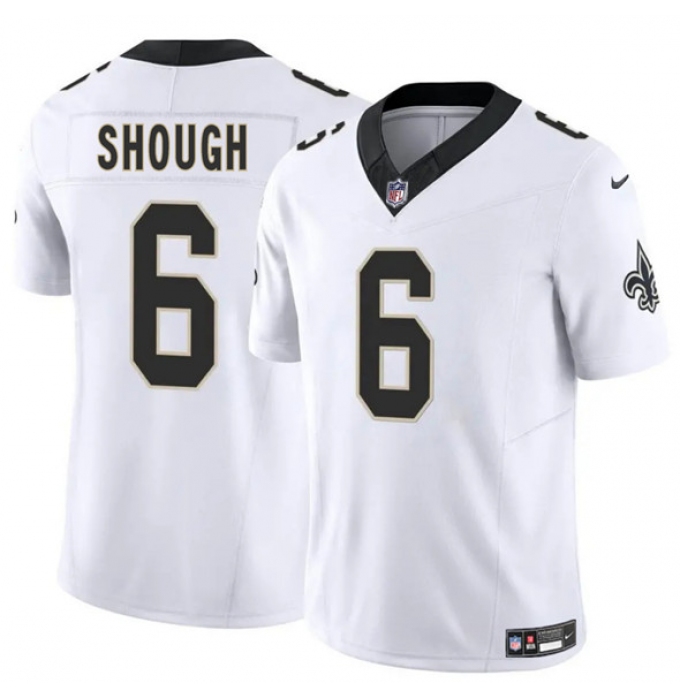 Men's New Orleans Saints #6 Tyler Shough White 2025 Draft F.U.S.E. Vapor Limited Football Stitched Jersey