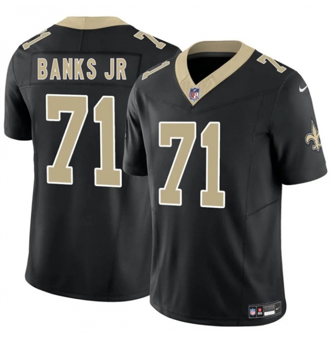 Men's New Orleans Saints #71 Kelvin Banks Jr Black 2025 Draft F.U.S.E. Vapor Limited Football Stitched Jersey