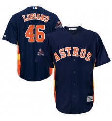 Youth Majestic Houston Astros #46 Francisco Liriano Replica Navy Blue Alternate 2017 World Series Champions Cool Base MLB Jersey