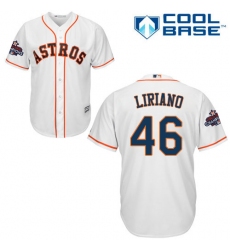 Youth Majestic Houston Astros #46 Francisco Liriano Replica White Home 2017 World Series Champions Cool Base MLB Jersey