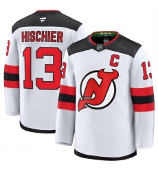 Men's New Jersey Devils #13 Nico Hischier White 2024-25 Away Stitched Hockey Jersey