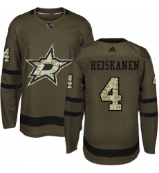 Youth Adidas Dallas Stars #4 Miro Heiskanen Premier Green Salute to Service NHL Jersey
