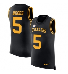 Men's Nike Pittsburgh Steelers #5 Joshua Dobbs Black Rush Player Name & Number Tank Top NFL Jersey