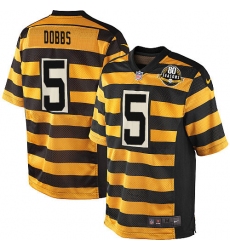 Men's Nike Pittsburgh Steelers #5 Joshua Dobbs Game Yellow/Black Alternate 80TH Anniversary Throwback NFL Jersey