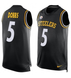 Men's Nike Pittsburgh Steelers #5 Joshua Dobbs Limited Black Player Name & Number Tank Top NFL Jersey