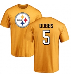 NFL Nike Pittsburgh Steelers #5 Joshua Dobbs Gold Name & Number Logo T-Shirt