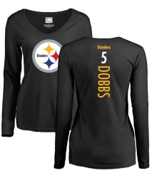 NFL Women's Nike Pittsburgh Steelers #5 Joshua Dobbs Black Backer Slim Fit Long Sleeve T-Shirt