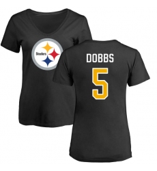 NFL Women's Nike Pittsburgh Steelers #5 Joshua Dobbs Black Name & Number Logo Slim Fit T-Shirt