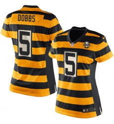 Women's Nike Pittsburgh Steelers #5 Joshua Dobbs Game Yellow/Black Alternate 80TH Anniversary Throwback NFL Jersey
