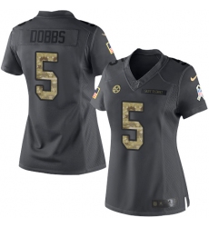 Women's Nike Pittsburgh Steelers #5 Joshua Dobbs Limited Black 2016 Salute to Service NFL Jersey